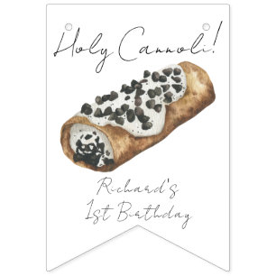 Aquarell Cannoli 1. Geburtstagsfeier Wimpelkette