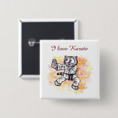 Aquarell Cartoon Karate Kitten Kampfgeist Button (Vorne & Hinten)