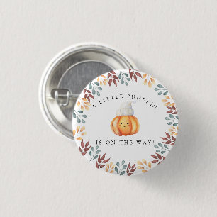 Aquarell-Cartoon-Kürbis mit Hut Baby-Party Button
