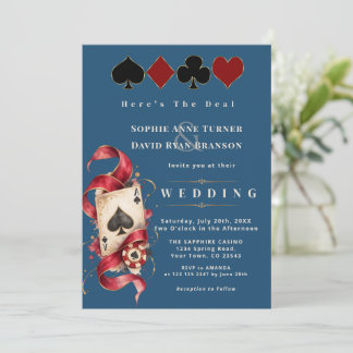Aquarell-Casino-Nacht-Navy-Burgund-Hochzeit Einladung