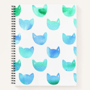 Aquarell Cat Kontur Blue Green Artist Journal Notizblock