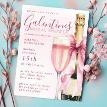 Aquarell Champagner Galentines Brautparty-Einladun