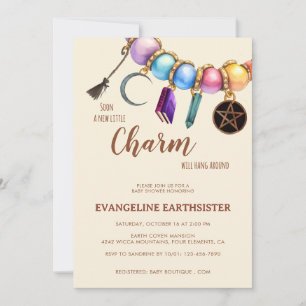 Aquarell-Charme-Armband Pagan-Babyparty Einladung