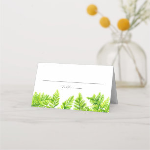 Aquarell Chartreuse Green Fern Blätter Garland Platzkarte