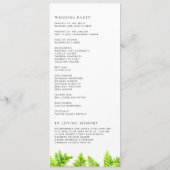 Aquarell Chartreuse Grüne Farnblätter Hochzeit Programm (Rückseite)