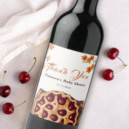 Aquarell Cherry Pie Baby Dusche Danke Weinetikett