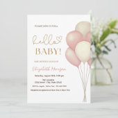 Aquarell Chic Balloons Babydusche Einladung (Stehend Vorderseite)