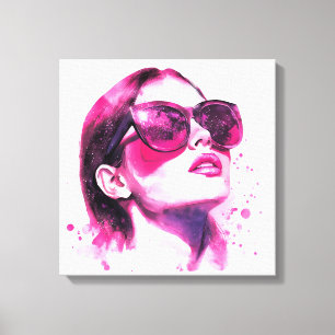 Aquarell Chic Glam Mode Frauenporträt Leinwanddruck