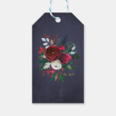 Aquarell Chic Peonies Winter Navy Blau Vielen Dank Geschenkanhänger (Vorderseite)