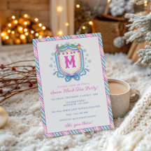 Aquarell Chic-Ski-Monogrammwappen-Party