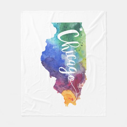 Aquarell Chicago Fleecedecke (Vorderseite)
