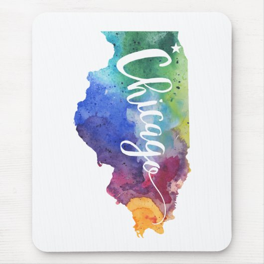 Aquarell Chicago Mousepad (Vorne)