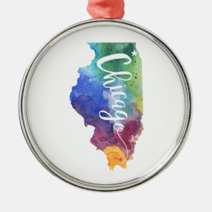 Aquarell Chicago Ornament Aus Metall