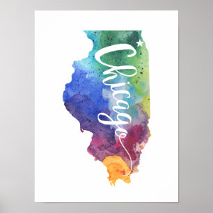 Aquarell Chicago Poster