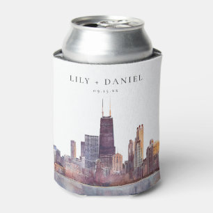 Aquarell Chicago Skyline Hochzeit Dosenkühler