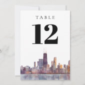 Aquarell Chicago Skyline Tischnummer (Rückseite)