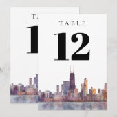 Aquarell Chicago Skyline Tischnummer (Vorne/Hinten)