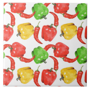 Aquarell-Chili-Pfeffer-Muster Fliese