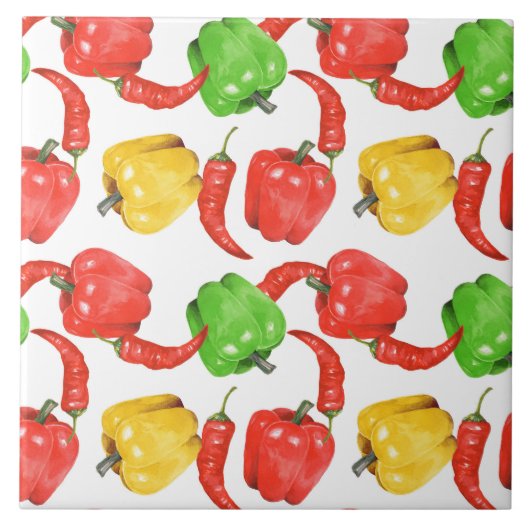 Aquarell-Chili-Pfeffer-Muster Fliese (Vorderseite)
