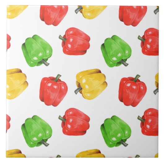 Aquarell-Chilischoten-Muster Fliese (Vorderseite)