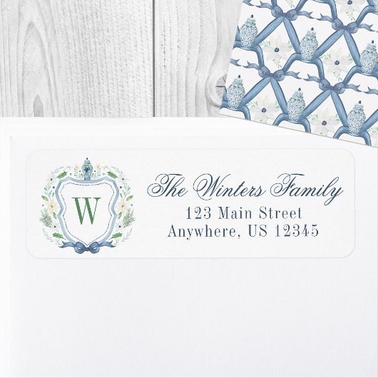 Aquarell Chinoiserie Ginger Jar Monogram Wappen