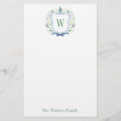 Aquarell Chinoiserie Ginger Jar Monogram Wappen Briefpapier (Vorderseite)