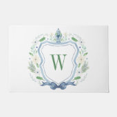 Aquarell Chinoiserie Ginger Jar Monogram Wappen Fußmatte (Vorderseite)