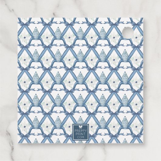 Aquarell Chinoiserie Ginger Jar Monogram Wappen Geschenkanhänger (Rückseite)