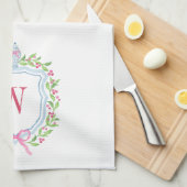 Aquarell Chinoiserie Ginger Jar Monogram Wappen Geschirrtuch (Viertel Falte)