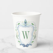 Aquarell Chinoiserie Ginger Jar Monogram Wappen Pappbecher (Vorderseite)