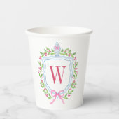Aquarell Chinoiserie Ginger Jar Monogram Wappen Pappbecher (Vorderseite)