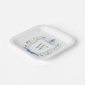 Aquarell Chinoiserie Ginger Jar Monogram Wappen Pappteller (Gewinkelt)