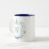Aquarell Chinoiserie Ginger Jar Monogram Wappen Zweifarbige Tasse (Vorderseite Links)