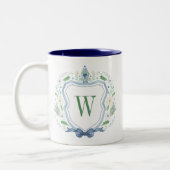 Aquarell Chinoiserie Ginger Jar Monogram Wappen Zweifarbige Tasse (Links)