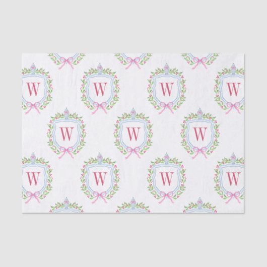 Aquarell Chinoiserie Ginger Jars Monogram Wappen Seidenpapier (Vorderseite)