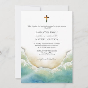 Aquarell-Christliche-Strandhochzeits-Einladungen Einladung