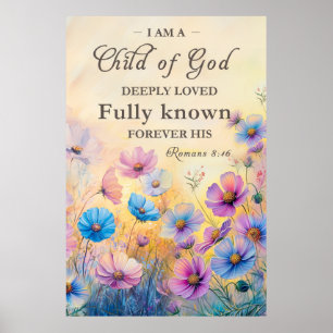 Aquarell Christliche Wildblumen Wandkunst Druck   Poster