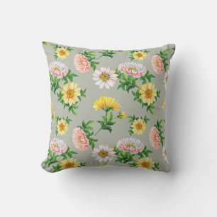 Aquarell-Chrysanthemen, nahtloses Blumenmuster Kissen