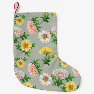 Aquarell-Chrysanthemen, nahtloses Blumenmuster Kleiner Weihnachtsstrumpf