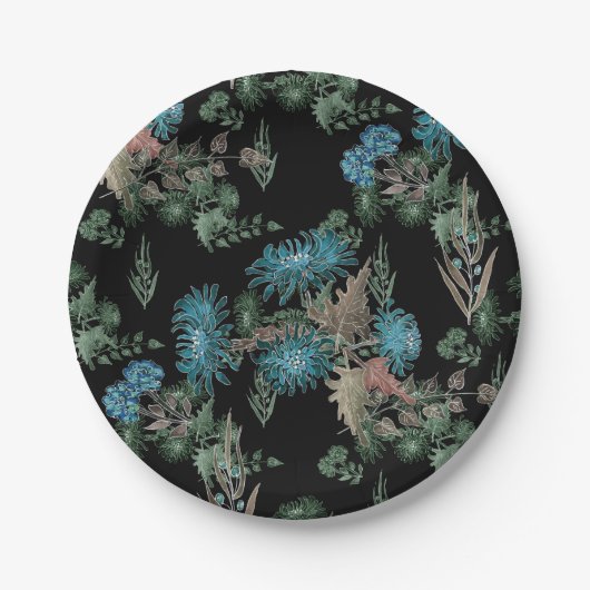 Aquarell, Chrysanthemen Pappteller (Vorderseite)