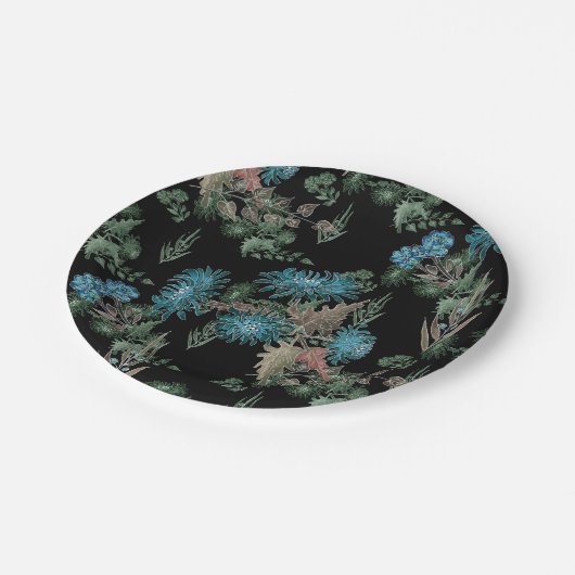 Aquarell, Chrysanthemen Pappteller (Schrägansicht)