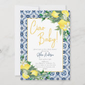 Aquarell Ciao, Baby! Italienische Lemon Baby Dusch Einladung (Vorderseite)