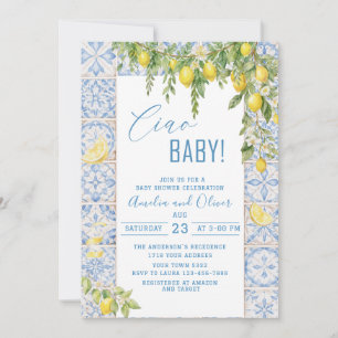 Aquarell Ciao bambino Zitronen Babyparty Einladung