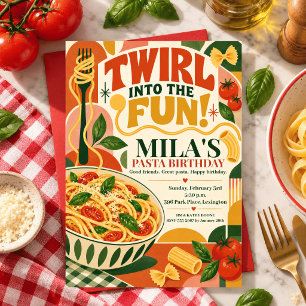 Aquarell Ciao Pasta Geburtstag Italienisch Tomate Einladung