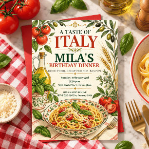 Aquarell Ciao Pasta Geburtstag Italienisch Tomate Einladung