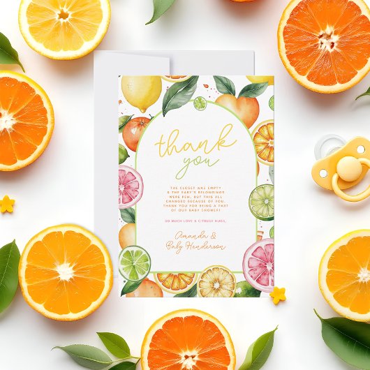 Aquarell Citrus Fruit Baby Dusche Dankeskarte