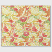 Aquarell Citrus Grapefruit Lemon & Orange Geschenkpapier (Flach)