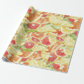 Aquarell Citrus Grapefruit Lemon & Orange Geschenkpapier (Ungerollt)