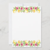 Aquarell Citrus Lemons Hibiskus Babydusche Einladung (Rückseite)