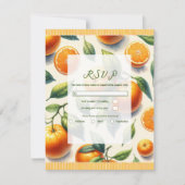 Aquarell Citrus Orange Blätter Wedding RSVP Einladung (Vorderseite)
